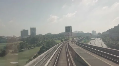 Malaysian train ride front view to Pusat Bandar Damansara Video stock 194999787