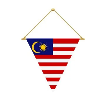 Malaysian triangle flag hanging, vector illustration Stock Illustration