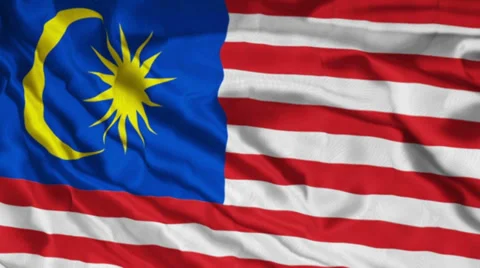 Malaysian waving flag Stock Footage 33707109