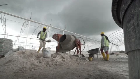 Malaysian workers making concrete Stock Footage 158740623
