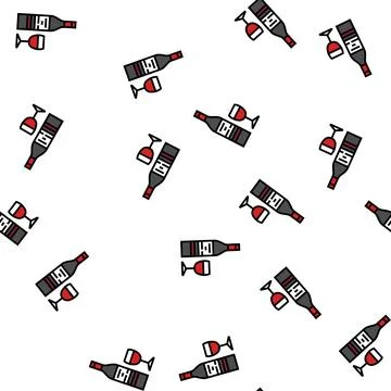 Malbec red wine vector seamless pattern 스톡 일러스트