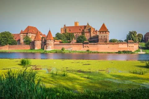 Malbork Castle at Nogat River in Poland, Europe Foto stock