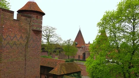 MALBORK, POLAND: Malbork, Marienburg castle. Courtyard Stock Footage