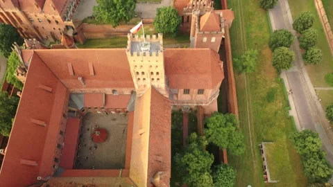 Malbork,Poland.Aerial 4K video from drone to Medieval Malbork castle Stock Footage 161950001