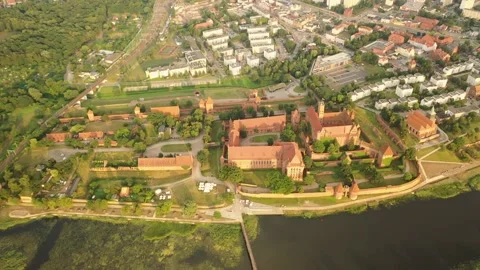 Malbork,Poland.Aerial 4K video from drone to Medieval Malbork castle Stock Footage 161952013