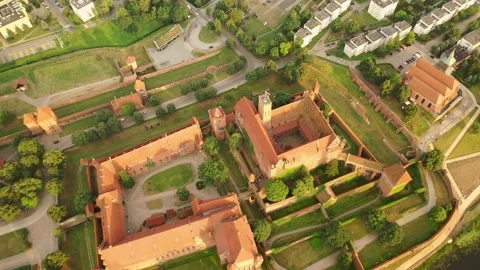 Malbork,Poland.Aerial 4K video from drone to Medieval Malbork castle Stock Footage 161952076