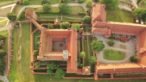 Malbork,Poland.Aerial 4K video from drone to Medieval Malbork castle Stock Footage 161952422