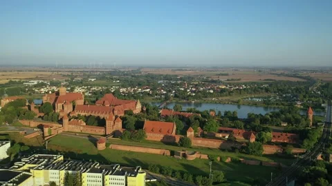 Malbork,Poland.Aerial 4K video from drone to Medieval Malbork castle Video stock 161956713