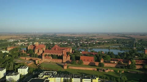 Malbork,Poland.Aerial 4K video from drone to Medieval Malbork castle Stock Footage 161957478