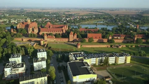 Malbork,Poland.Aerial 4K video from drone to Medieval Malbork castle Stock Footage 161957978