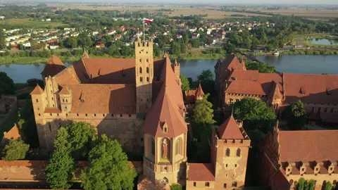 Malbork,Poland.Aerial 4K video from drone to Medieval Malbork castle Stock Footage 161958771