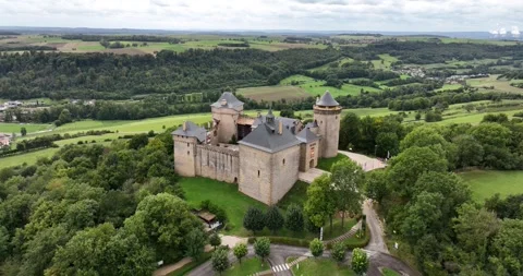 Malbrouck Castle, Chateau de Malbrouck, aerial drone video. Video stock 287127291