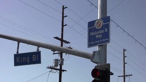 MALCOLM X NAMEPLATE IN LOS ANGELES Stock Footage 81379221