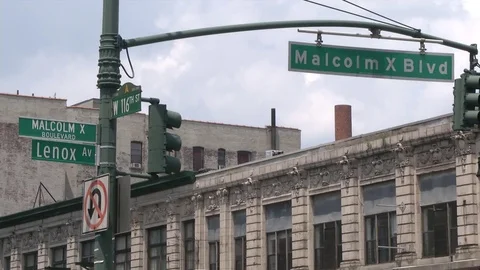 MALCOLM X STREET IN HARLEM Stock Footage 81379249