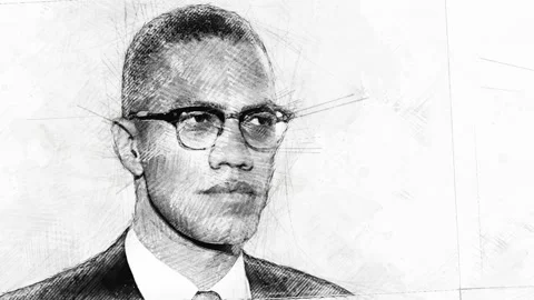 Malcom X drawing sketch pencil politics history Video stock 135709966