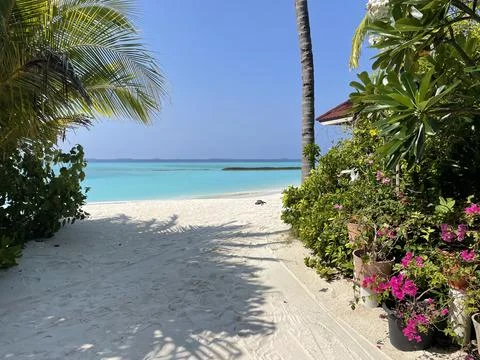 Maldive beach access Stock Photos