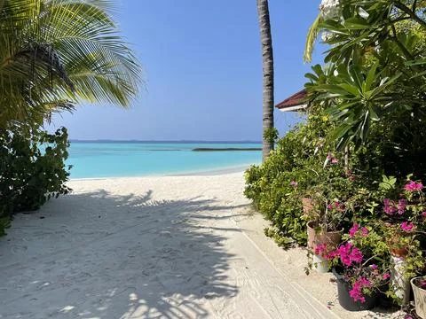 Maldive beach access Stock Photos