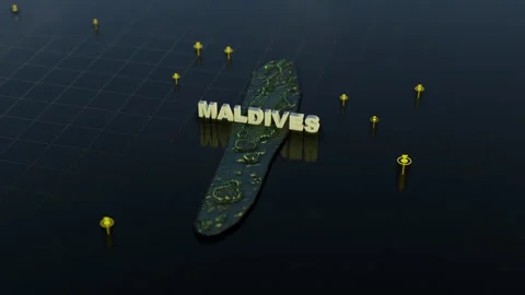 Maldives 3D Map With Animation Stock Footage 307733219