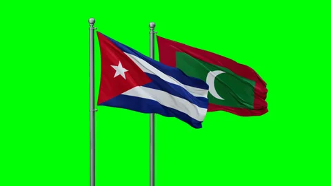 Maldives and Cuba two flags Stock Footage 291471776