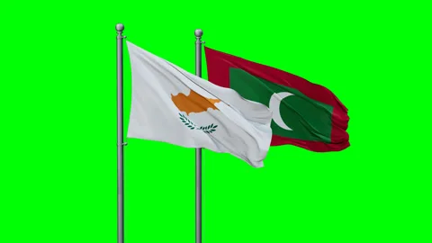 Maldives and Cyprus two flags Stock Footage 293206444