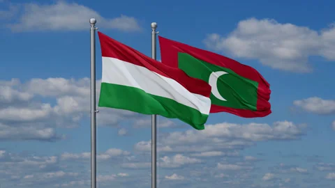 Maldives and Hungary two flags Stock Footage 281643247