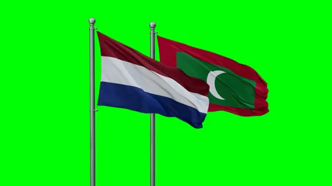 Maldives and Netherlands two flags Stock Footage 289653740