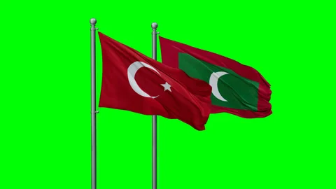 Maldives and Turkey two flags Stock Footage 289663635