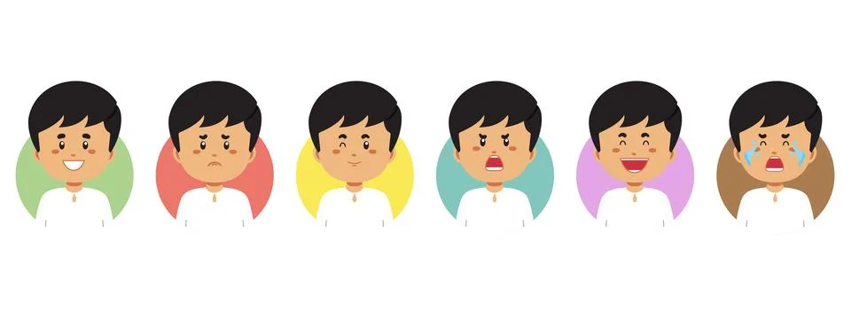 Maldives Avatar with Various Expression Stock Illustration