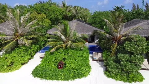Maldives Beach Pool Villas Stock Footage 220312880