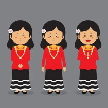 Maldives Character with Various Expression Stock Illustration