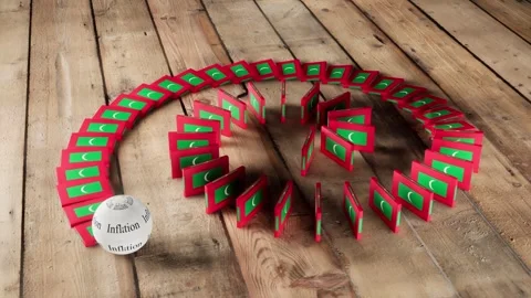 Maldives Flag - Affected by Inflation Stock Footage 321609960