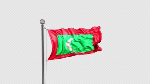 Maldives Flag  Animation Loop Include Alpha 3D Rendering Video stock 312078454