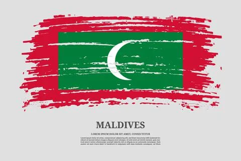 Maldives flag with brush stroke effect and information text poster, vector Stock Illustration