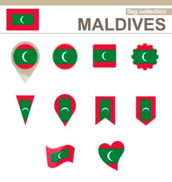 Maldives Flag Collection Stock Illustration