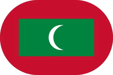 Maldives flag in flat oval design Illustrazione stock