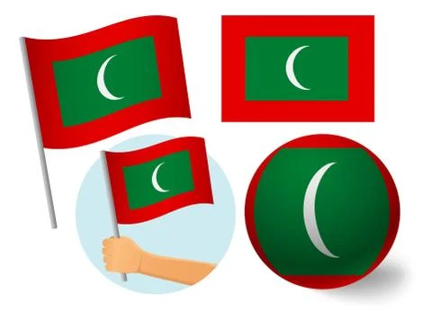 Maldives flag icon set Stock Illustration