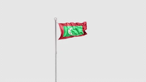 Maldives   Flag Pole  Animation Include Alpha 3D Rendering Video stock 283056345