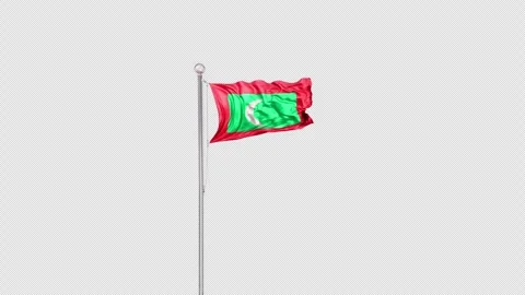 Maldives   Flag Pole  Animation Include Alpha 3D Rendering 스톡 동영상 312078112
