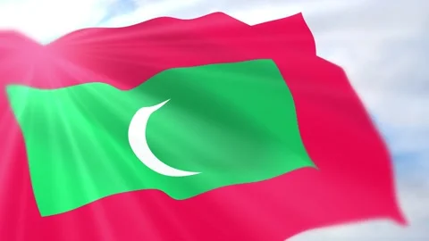 Maldives Flag Seamless Loop 4k 60fps on Sky Background Stock Footage 340617772