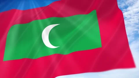 Maldives Flag Seamless Loop 4k 60fps on Sky Background Stock Footage 341675182