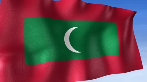 Maldives Flag - Set of 3 Angles with Masks [3WaveSeries] Stock Footage 106048542