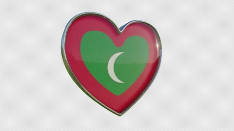Maldives Flag in the Shape of 3D Heart. Stock Footage 142930140