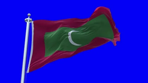 Maldives Flag Waving in Loopable and Textured green screen background Stock Footage 296876955