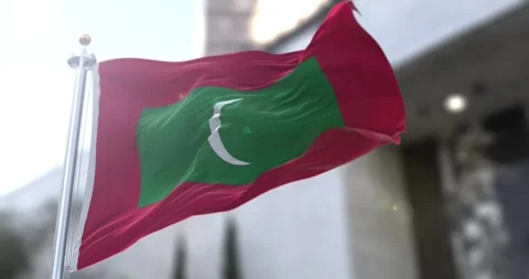 Maldives-flag-waving-seamless-loop-4k-60fps Stock Footage 332480746