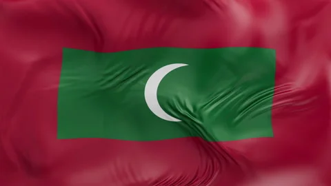Maldives flag waving Seamless silk flag 3d animation slow motion Looping Stock Footage 337950344