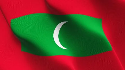 Maldives flag waving on wind. Stock Illustration