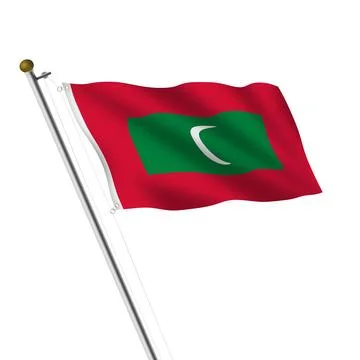 Maldives flagpole with clipping path Stock Illustration