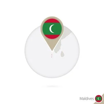 Maldives map and flag in circle. Map of Maldives, Maldives flag pin. Map of.. Stock Illustration