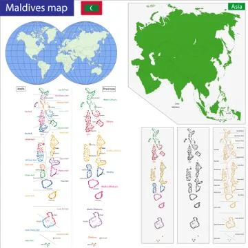 Maldives map Stock Illustration