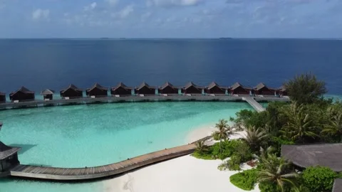 Maldives Reef Pool Villas Stock Footage 220312890